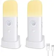 CREWEEL Motion Sensor Night Light Indoor, 2000mAh Battery Operated Lights, Cordless Table Lamps for Kids, 5 Stages Dimmable LED Nursery Night Lights for Bedroom, Bathroom, Hallway