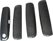 4Pcs With 1 Keyhole Real Dry Carbon Fiber Door Handle Cover Stickers Compatible For Dodge 2010 11 12 13 14 15 16 17 18 19 20 21 22