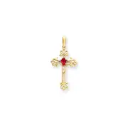 14K Yellow Gold 5x3mm Oval Ruby cross pendant