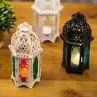 Transparent Glass Candle Holder Metal Candle Lantern Coffee shop