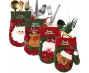 Hileyu 4 Pieces Christmas Cutlery Holder, Christmas Cutlery Holder Christmas Cutlery Bag Table Decoration Christmas Cutlery Bag Bags