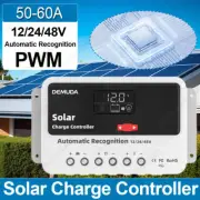 50A 60A Auto 12/24/48V PWM Solar Panel Battery Regulator Charge Controller LCD