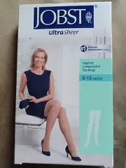 Jobst Women UltraSheer Stockings 8-15 Compression Support Beige Thigh cut Medium