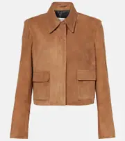 [Nour Hammour] Nour Hammour Bleeker cropped suede jacket AU 16 brown
