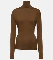 [Lemaire] Lemaire Second Skin cotton jersey turtleneck top UK 8 brown