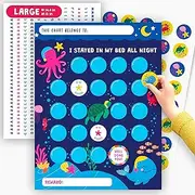 Bedtime Routine Chart for Toddlers - Under The Sea Reward Chart for Kids Girls Boys - Training Sticker Chart - Underwater - Responsibility Chart for Sleep - Kids Behavior Chart - by Central 23