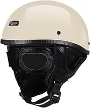 Motorcycle Half Helmet with Sun Visor Motorcycle Helmets for Adult Scooter ATV Cruiser ECE Approved Cruiser Pilot Helmets for Adults Men Women B, L=59-60cm