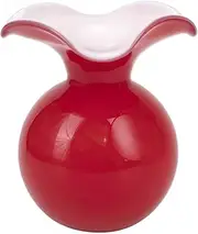 Vietri Hibiscus Collection Italian Mouthblown Glass Vases (Medium, Red)