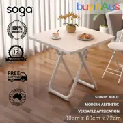 SOGA 80cm White Square Table with White Legs Modern Design for Home Décor