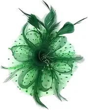 [Bigood] Women Elegant Mesh Feather Fascinators Hat Wedding Party Cocktail Tea Derby Headwear