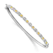 14k White Gold Citrine and Natural Diamond Bangle