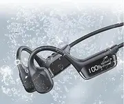 IPX8 Waterproof Bone Conduction Headphones - 32GB Wireless Sports Earphones,Power Display+Noise Cancelling | Ultra-Soft Rubber for All-Day Comfort | No Sound Leakage,Black