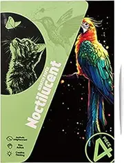 Scratchboard Paper | Handmade Glitter Scratchboard Art Set of 4 - Coloring Drawing Craft, Fun, Creative Landscape and Animal Art for Children, Teenagers Adults