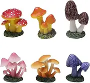 Resin Mushroom Statue - Mushroom Figurines Home Decor - Colorful Mushroom Model Fairy Garden Mushroom Figurines for Flower Pot Pochy