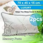 2X Luxury Bamboo Pillow Anti Bacterial Memory Foam Fabric Cover 70x45cm