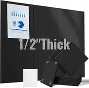 6 Pack Large Cork Board for Wall 36" x 24",Bulletin Board with 30 Safe Removable Adhesive Tabs,36" x 24" DIY Office Supplies Cork Boards for Walls in Office, School & Home-Black