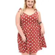 Torrid 1 (1X 14/16) Marsala Polka Dot Mini Studio Knit Skater Sun Dress Pockets