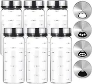 6 Pack Glass Spice Jars, 7 oz Salt and Pepper Shakers with Adjustable Pour Holes - for Seasonings, Herbs, Powders, Glitters