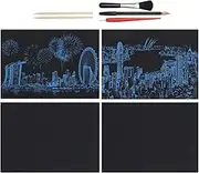 DIY Scratch Picture Kit 7 in 1 Urban Night Scene Scratch Paper Craft Scraping Painting Decorative Art for Boys and Girls