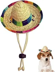 Dog Sombrero Hat, Mini Straw Sombrero Hats Mexican Hats Sombrero Party Hats for Small Pets/Puppy/Cat