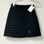NWT Prada Milano Re-Nylon High Waisted Quilted Mini Skirt Black Women's Size 36