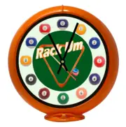 Pool Room Rack Green, Orange Non-Lighted Gas Pump Globe Advertising Quartz Clock