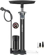 Bikes Pump with Gauge,160 PSI Bicycle Tire Inflator, Portable Bicycle Air Inflator for Cycling Ball Car Swimming Rings,Ergonomic Handle & Stable Base, Portable Air Pump for Road & Mountain Bikes