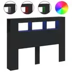 LED Lights Cabinet Wooden Bed Frame Head Storage Shelf Bedhead 140cm