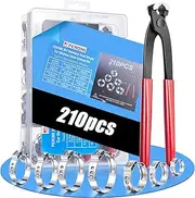 210pcs Single Ear Hose Clamp with Pincers Crimper Tool,12 Size 6-36.1mm 304 Stianless Steel Pex Cinch Clamp Rings Assortment Kit for PEX Tubing Pipe Fitting connections