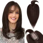 Human Hair Mono Silk Base Top Toupee 100% Clip In Topper Hairpieces FOR Thinning