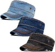 [MALINRSSE] Men's Cadet Army Caps Cotton Military Caps Flat Top Cap