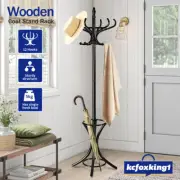 Walnut Black Wooden 12 Hooks Hat Coat Hanger Bag Clothes Rack Stand Hanger Hook