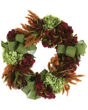 Creative Displays 26" Burgundy Fall Wreath with Hydrangeas and Pampas