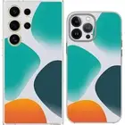 Geometric Abstract Print Teal Orange Case Cover Silicone / Shockproof / MagSafe