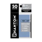 50pc Phantom Sleeves 64x88mm Game Card Case/Guard Protector Gray Gloss/Gloss