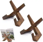 Lxcshljx 2Pcs Handmade Wooden Cookbook Holder, Cook Book Stand for Kitchen Co...