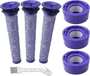 Vacuum Filter Replacement Kit for Dyson V7, V8 Animal and V8 Absolute Cordless Vacuum, 3 Post Filter, 3 Pre Filter, Replaces Part # 965661-01 & 967478-01 (3Pre+3Post)