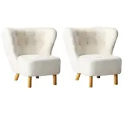 Oikiture 2x Armchair Highback Lounge Accent Chair Couches Sofa Sherpa White