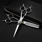 Hair Cutting Scissors, 6 Inch Professional Bearing Two-Tailed Haircut Thinning Barber Cutting Shears Hairdresser Scissors Set