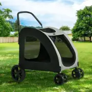 Foldable Dog Stroller Pet Pram Carrier Pushchair With Adjustable Front Veil