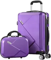 2Pcs Luggage Set with Trolley Bag Travel Suitcase Luggage Set Purple