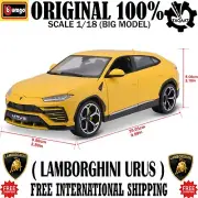 Bburago Lamborghini Urus Car Model 1:18 Yellow Diecast Alloy Luxury Collection.