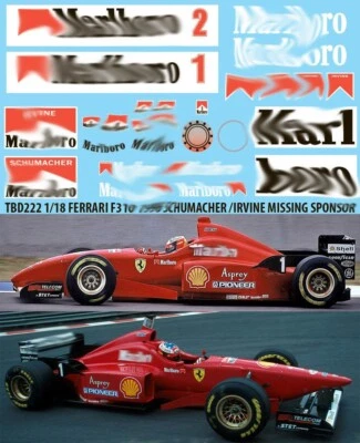 1/18 Decals for FERRARI F310 1996 SCHUMACHER IRVINE TBD222