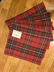 NEW BEE & WILLOW RED TARTAN PLAID PLACEMATS THICK WONDERFUL FABRIC