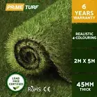 Prime Turf Artificial Grass 45mm 2mx5m Synthetic Fake Lawn Turf Plastic Plant