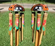 Ladybug Wind chimes, Coconut & Bamboo, Hand Painted, 34 inch, 2 of G-45