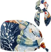 [YTYVAGT] Scrub Caps Women,Scrub Hats Suitable for Women,Winter Couple Snowmen