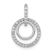 Solid 14k White Gold 1/4ct. Simulated CZ Double Circle Dangle Pendant