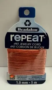Beadalon rePEaT 1.0mm • 5m, 100% Recycled PET Braided Jewelry Cord Color Coral