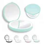 Mini Mirror with Lights,1X/10X Magnification LED Compact Mirror with Mint Green